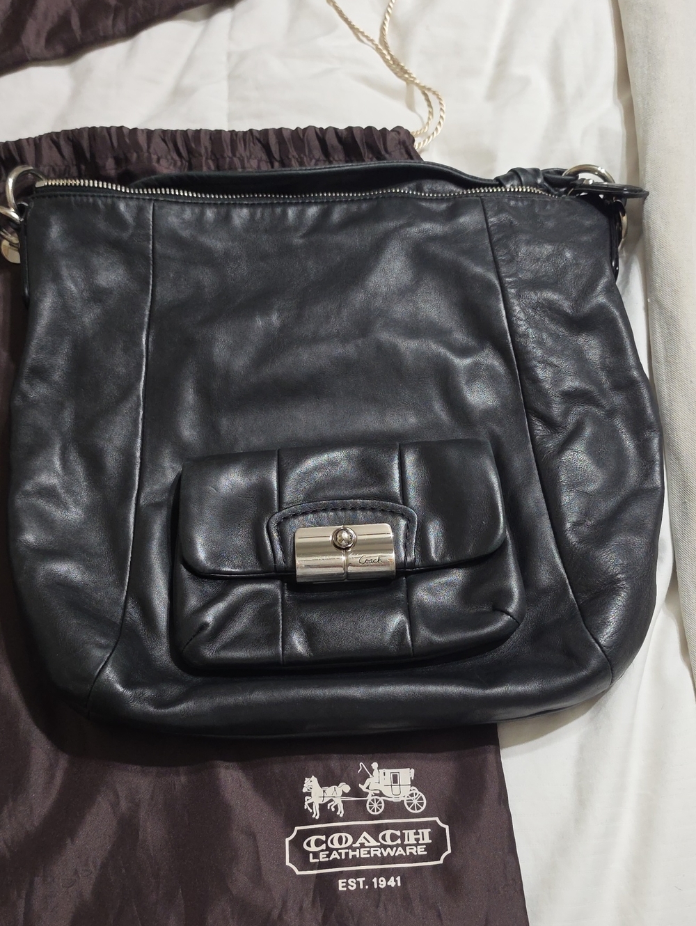 Authentic Coach Kristin Black Leather Hobo Bag 14783 w/ Dust Bag